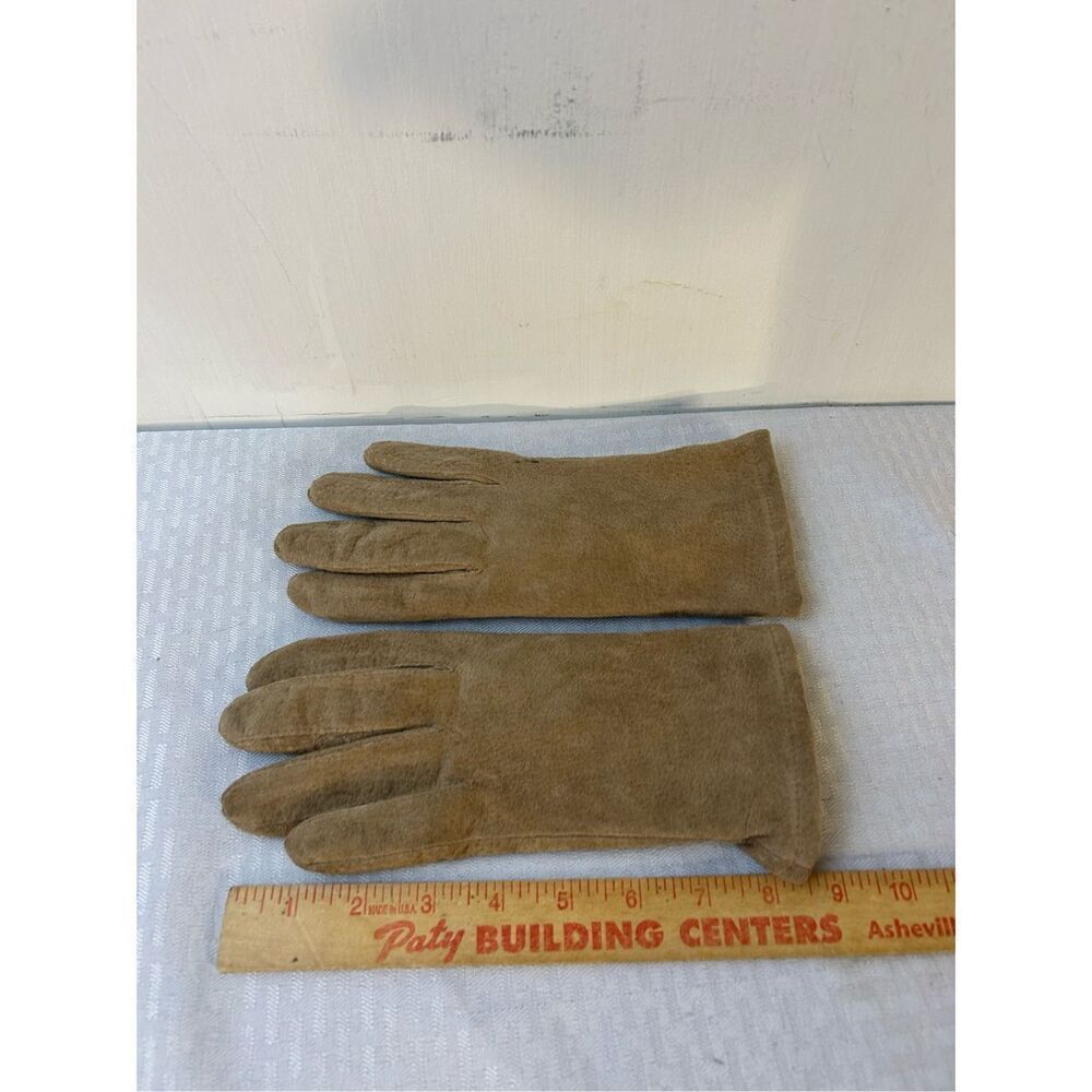 Lands End Large Ladies Beige leather‎ gloves (some discoloration) Vtg
